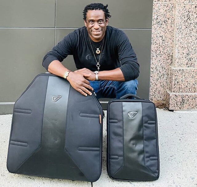 Will with his Gruv Gear cases